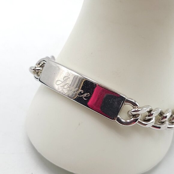 Stainless Steel Engraved Joyce ID Bracelet With Curb Chain 8.5 in - Picture 2 of 6
